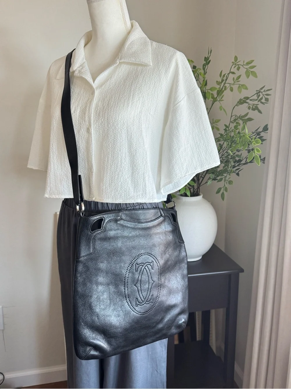 Cartier Vintage Marcello Reporter Leather  Shoulder Bag